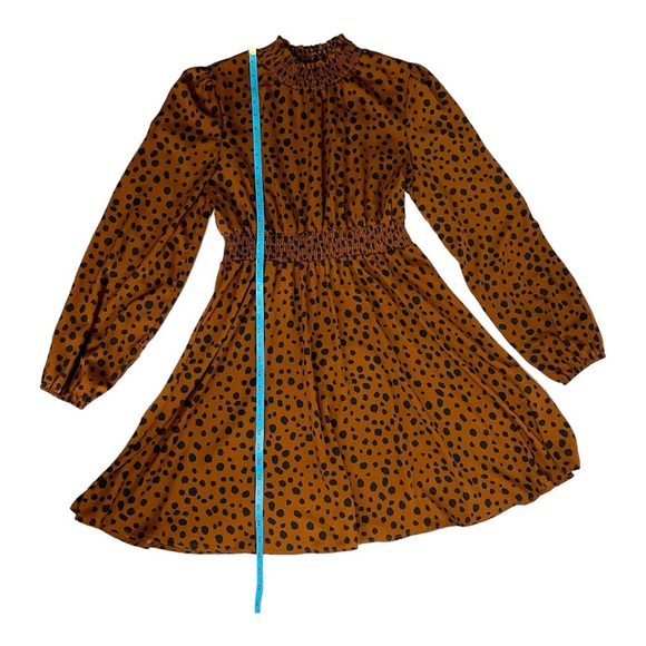 SHEIN Women’s Animal Print Long Sleeve Smocked Neck & Waist Midi Dress - Picture 8 of 12